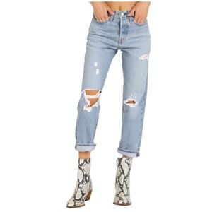 Levi's Wedgie Straight Jeans in Authentically Yours Wash Shredded - Size 25